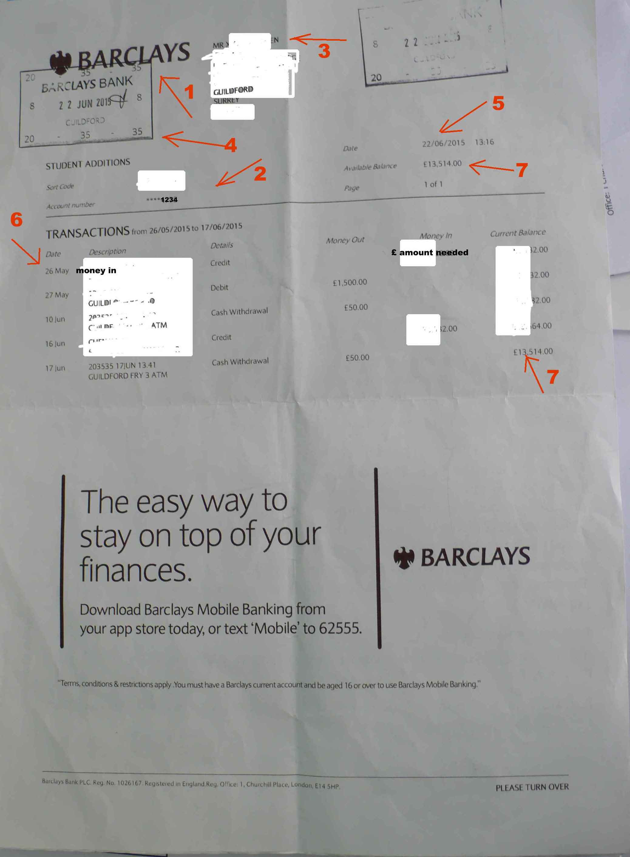 英国用自己的银行对帐单在 2015 年 6 月 24 日成功签证